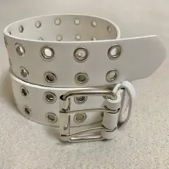 ダブルピンベルト 白 スケーター パンク Y2K ロック ハトメベルト アメカジ