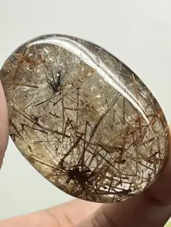 天然石　スモーキー　ルチルクォーツ　パーム　レッドブラックゴールド共生⭐️1848