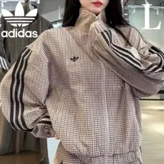 adidas チェック トラックトップ ベージュ S サイズ ジャージ - メルカリ