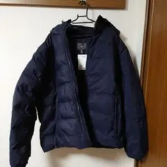 H&M フード付きダウンジャケット XXL ネイビー