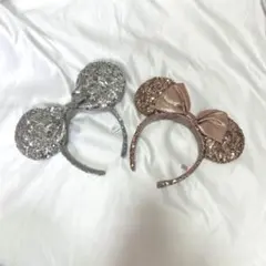 ディズニー　ミニー　カチューシャ　2個セット　シルバー　　　ピンク