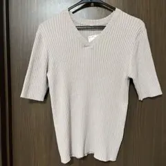 【新品タグ付】リブニット サマーニット　半袖　Mサイズ