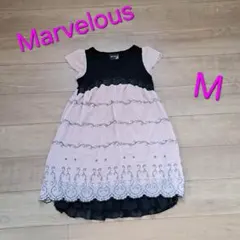 M/Marvelous★ ピンク ブラック レース刺繍 ドッキングワンピース