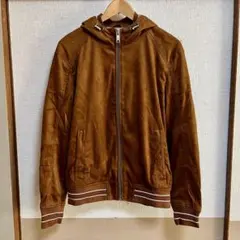 ZARA スエード調 ジップアップ パーカー フード付き ブルゾン 茶系 M/L