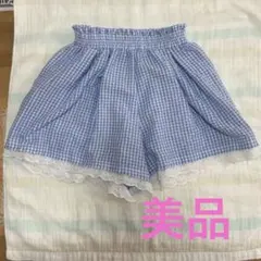水色チェック柄ショートパンツ 110cm
