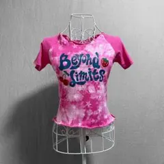 y2k 平成 ぴちT タイト クロップド ラグラン いちご キラキラ 星