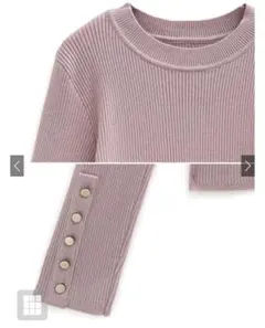 クルーネック袖ボタンリブニットトップス[k9274f]