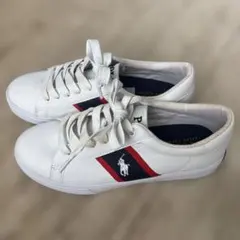 訳あり新品 ポロ ラルフローレン スニーカー 23.5cm レディース 白赤紺