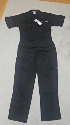 半袖つなぎ・黒　Mサイズ 乳牛ロゴ入り