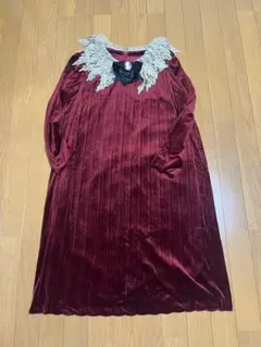 ヴィンテージ　ベルベット/ベロア　ワンピース　ワインレッド