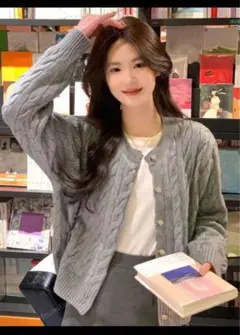 DAZYケーブル編み ニットカーディガン韓国