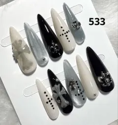 533現品ネイルチップ　ちゅるん十字架ギャルシズニルック ロングネイル 推し地雷