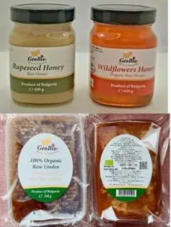 3点セットワイルドフラワー、クリム菜の花はちみつとリンデン巣蜜ブルガリア産 3点セットワイルドフラワー、クリム菜の花はちみつとリンデン巣蜜