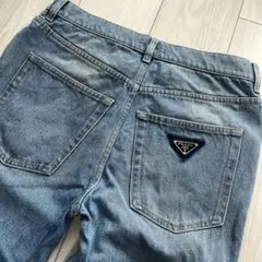現行・美品✨プラダ デニムパンツ 三角ロゴ 洗える 薄ブルー RFIDタグ