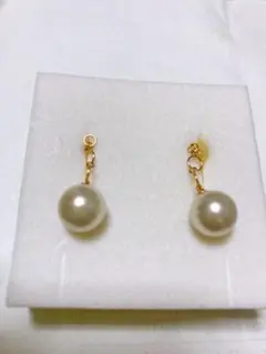 18k ホワイトパール ドロップピアス