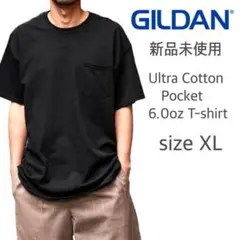 新品未使用 ギルダン ウルトラコットン 6oz 無地 ポケットTシャツ 黒 XL