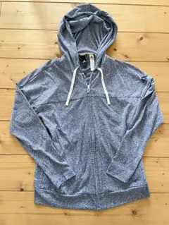 adidas フルジップ フード付き薄手パーカー ブルーグレー系　スポーツ
