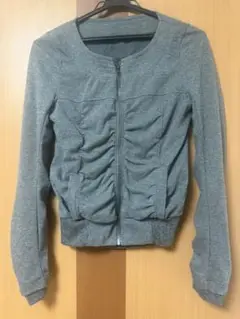 グレー 長袖 トップス フロントジッパー