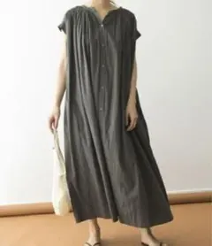 【美品】DOORS コットンボイルギャザーマキシワンピース