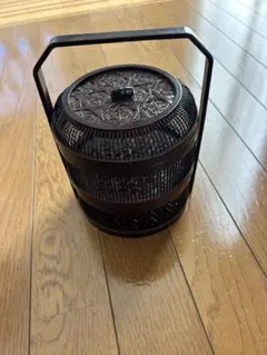 竹籠 三段重 竹編み 竹細工 収納籠 蓋付き