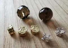 スモーキークォーツ天然石2粒 ロンデル 5個