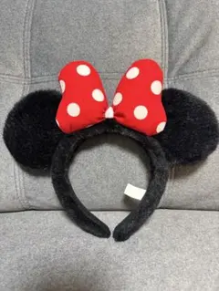 ミニーマウス カチューシャ 赤い水玉リボン