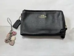 COACH ブラック コインケース ポーチ チャーム付き