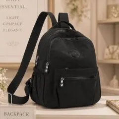 リュックサック　2way 2層　ナイロン　ポケット　黒　クロ　ブラック　新品のサムネイル