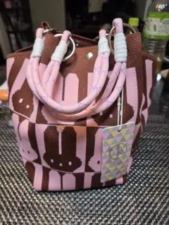 D.KELLY ニットパラコードバッグ ピンク ブラウン
