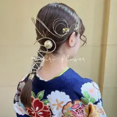 ★和装ヘアアレンジに大人気のセット★成人式/卒業式/七五三/結婚式　水引き/金箔
