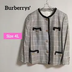 【Burberry】レディース 4Lサイズ ノーカラー チェック柄 ジャケットのサムネイル