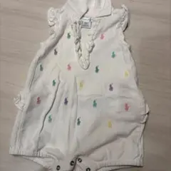 POLO ホワイトロンパース フリル付き