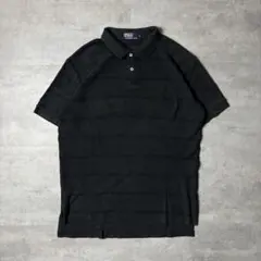 90s ポロバイラルフローレン ボーダー コットンニットポロシャツ L