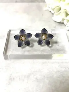 ちゅるんクリアブラックフラワーピアス