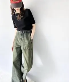 Javaコラボ ヴィンテージ加工 ワイドデニムパンツ オーバーダイ M タグ付きのサムネイル
