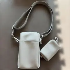 無印良品ライトグレー ショルダーバッグ 小型ポーチ