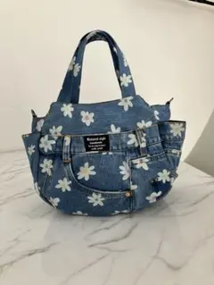 花柄デニムリメイクバック　ハンドメイド