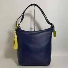 極美品✨】 COACH ワンショルダーバッグ ネイビー レザー 大容量 