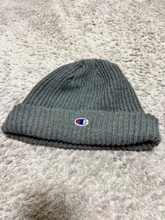 美品！Champion チャンピオン ニットキャップ ビーニー グレー リブ編み