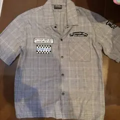 グレー チェック柄 半袖シャツ