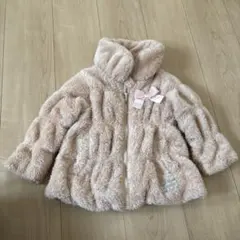ベージュファーコート リボン付き