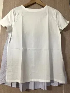 ホワイト×パープルストライプ フレア Tシャツ