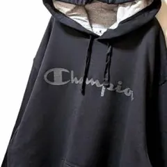 チャンピオンChampion ロゴ スウェットパーカー ブラック黒 L 古着
