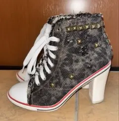 ダメージ風ハイカット ヒールスニーカース タッズ