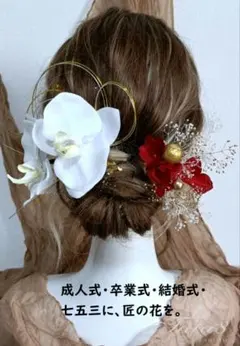 ♥胡蝶蘭髪飾り成人式ヘア飾り　振袖　和装　着物　結婚式　卒業式　袴 白無垢