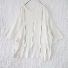 ヴァカンシー Y2K グランジニット 白 レイヤード ドロップショルダー Fのサムネイル
