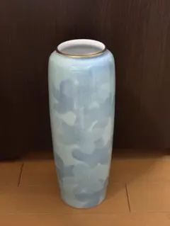 青い陶器製花瓶 木箱付き - メルカリ