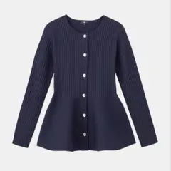 【美品】PLST　プラステ　ホールガーメント　ペプラムカーディガン　Mサイズ