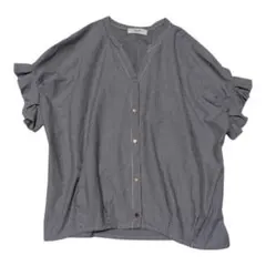 ♥BEAMS HEART ビームスハート ネイビーストライプ フリル袖 ブラウス