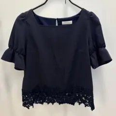 PATTERN fiona スクエアネック ブラウス ネイビーのサムネイル